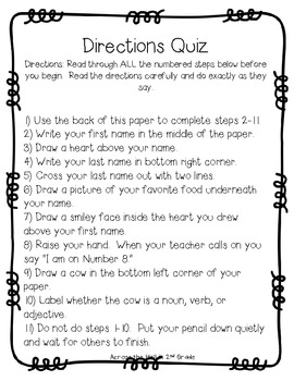read the directions trick worksheet