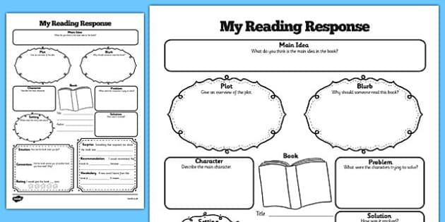 Reading Response Graphic Organiser Worksheet (teacher made)