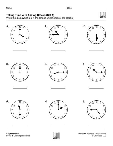 Telling Time - Read the Analog Clocks (Set 1) | Homeschool Books ...