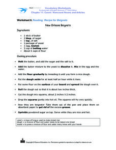 Reading Recipes Lesson Plans &  Worksheets Reviewed by Teachers