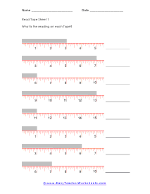 reading a tape measure worksheet