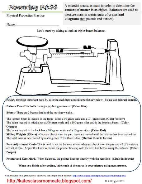Kates Science Classroom Cafe: Measuring Mass Worksheet and ...