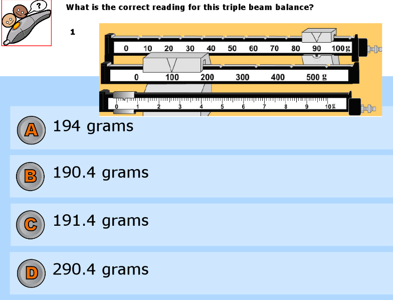 reading a triple beam balance worksheet