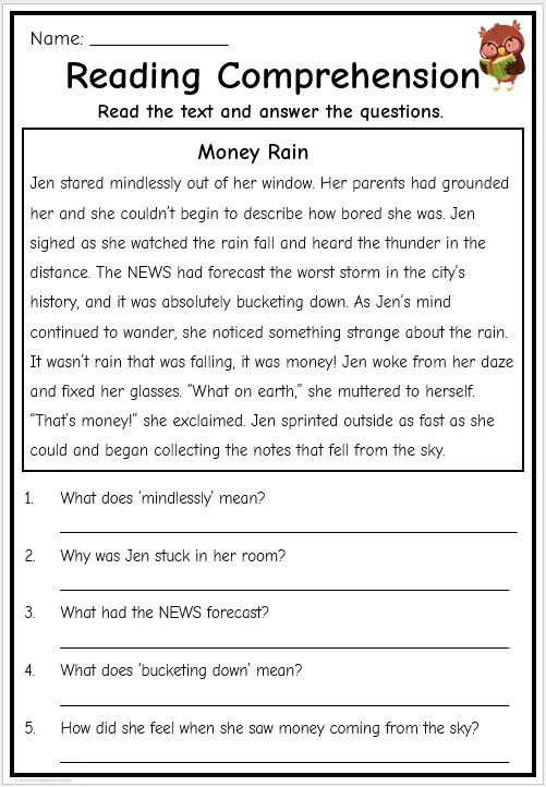 Grade 3 Reading Comprehension | Free English Worksheets