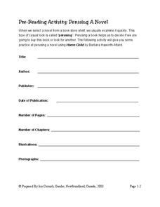 Pre-Reading Activity Worksheet for 4th - 5th Grade | Lesson Planet