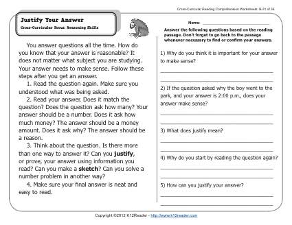reading and answering questions worksheet
