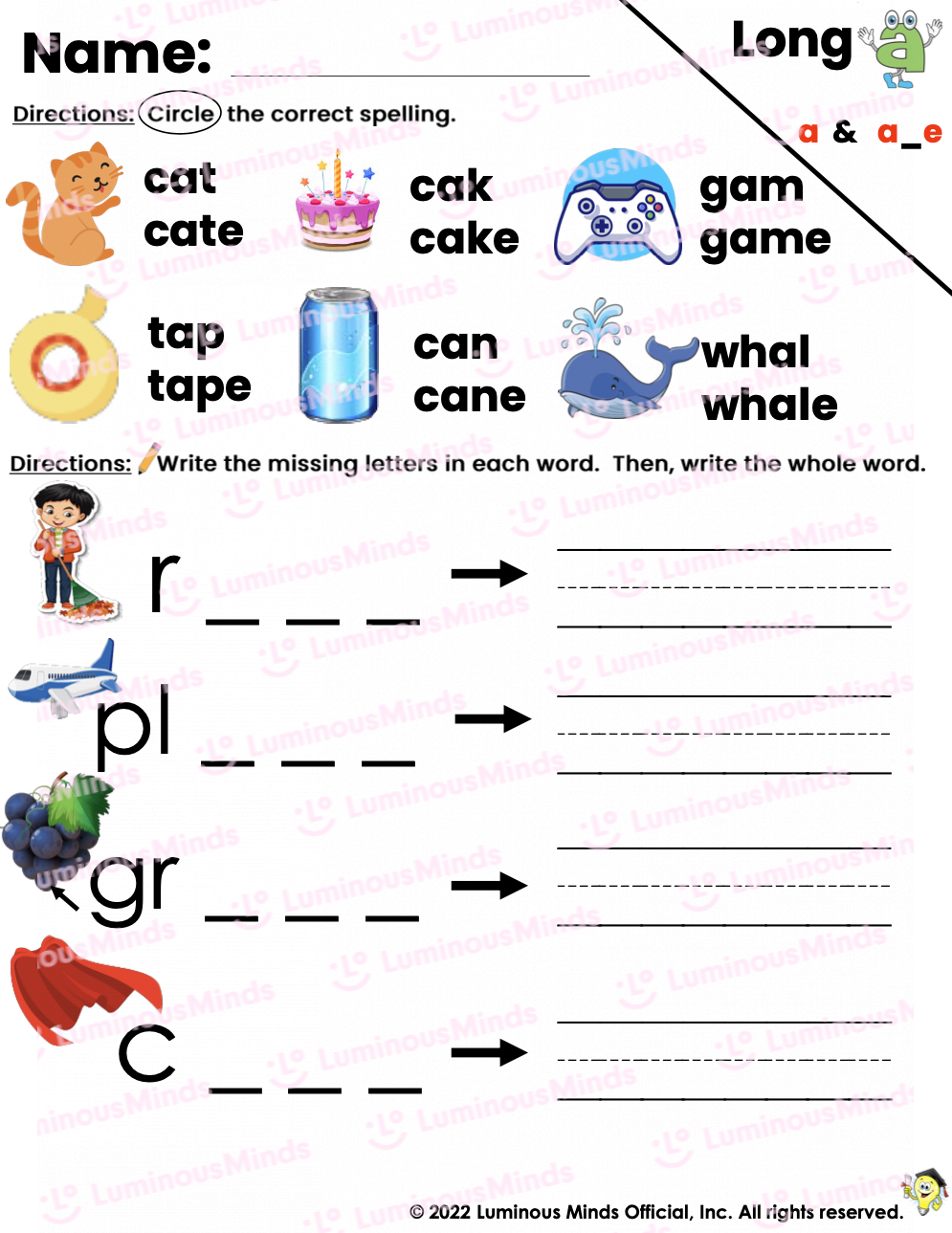 reading and spelling worksheet