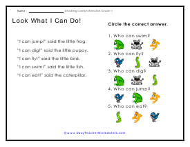 reading and writing worksheet for 1st grade