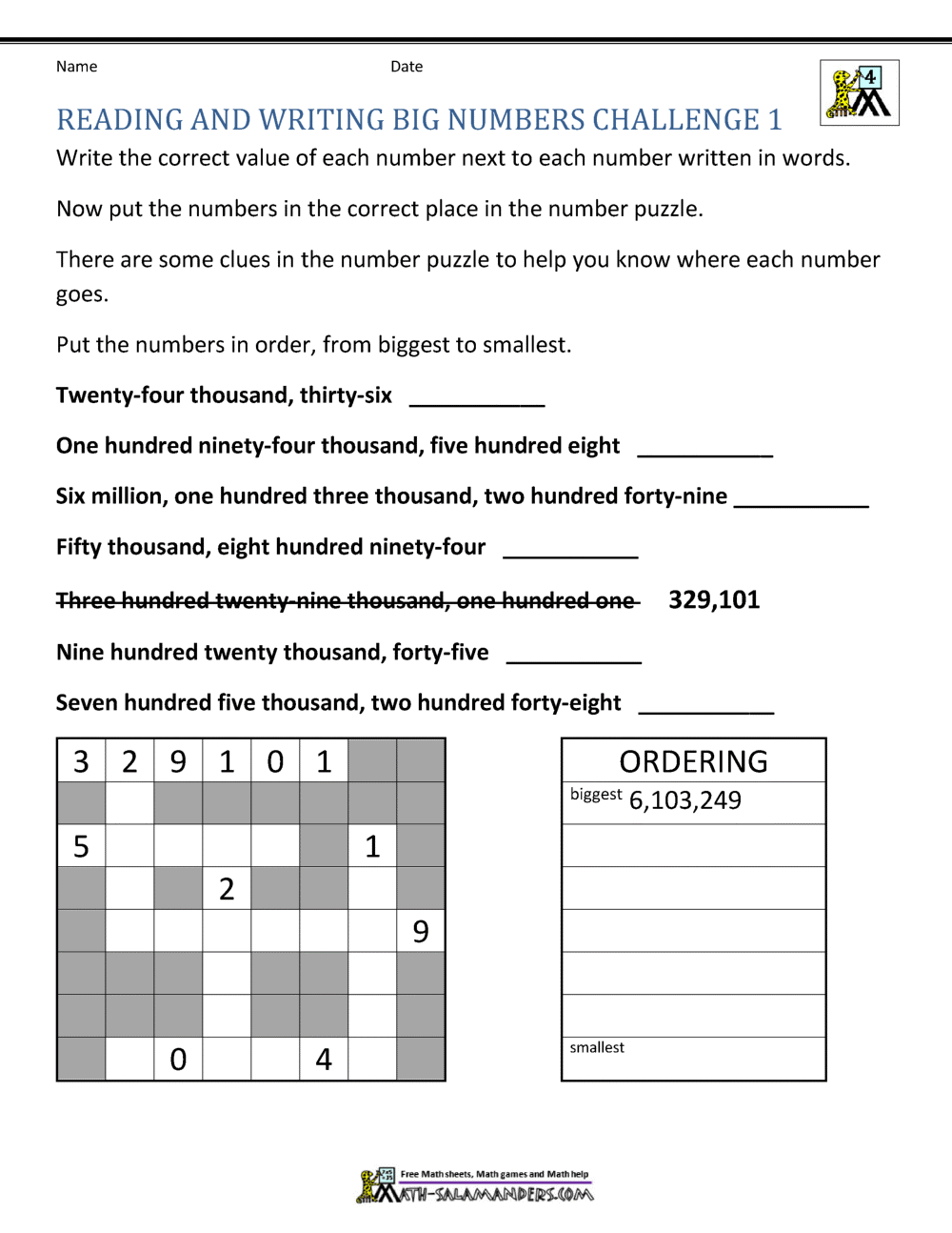 reading and writing worksheet for 4th grade
