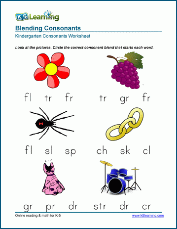 Consonant Blends Worksheets for Preschool and Kindergarten | Worsheets library...