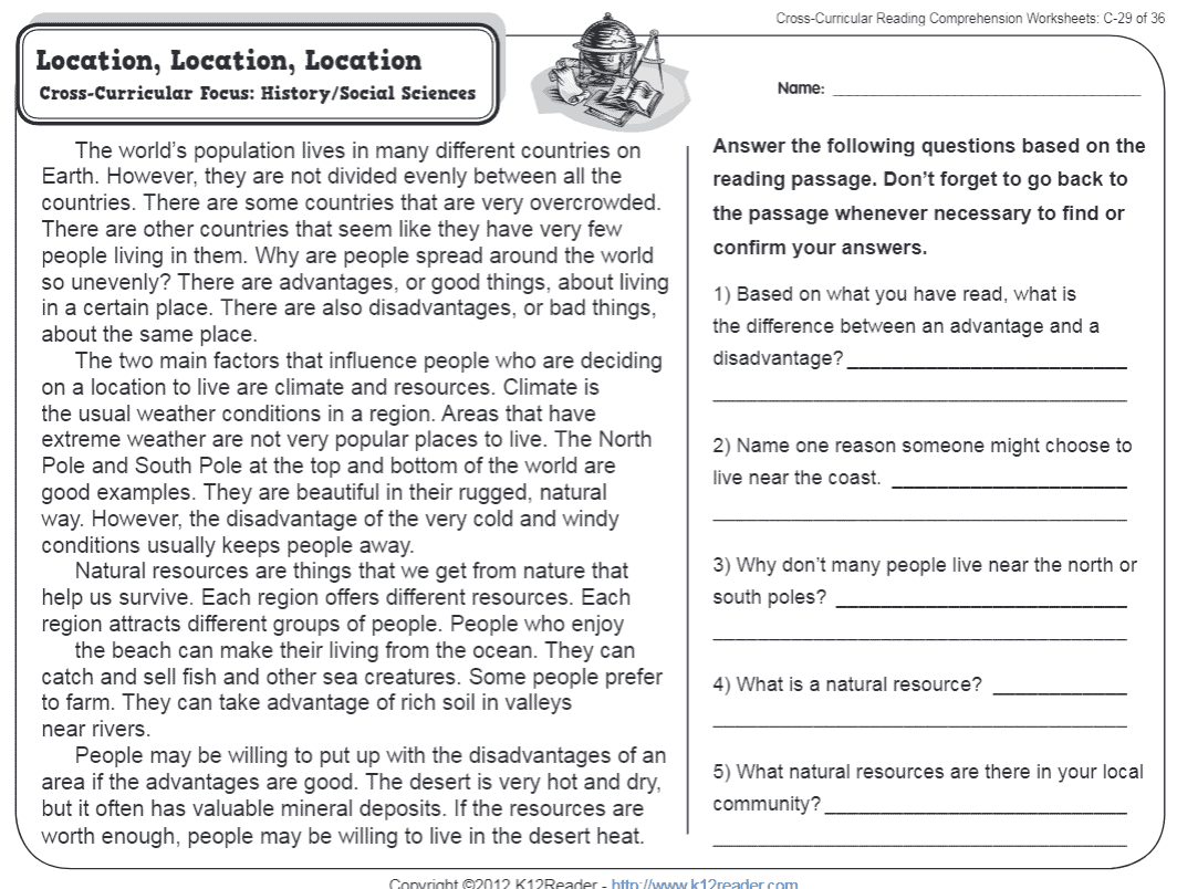Location, Location, Location | 3rd Grade Reading Comprehension ...