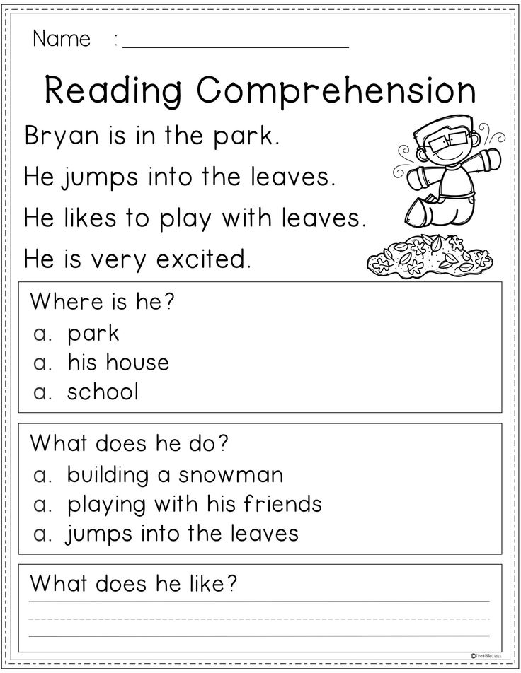 reading comprehension 1st grade worksheet