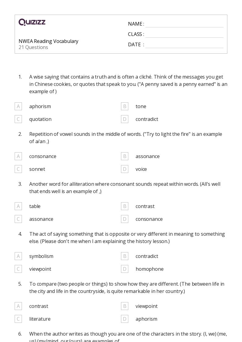 reading comprehension 7th grade worksheet