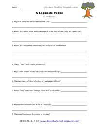 reading comprehension 8th grade worksheet