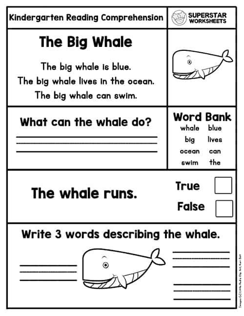 Kindergarten Reading Comprehension Worksheets -Worksheets Library