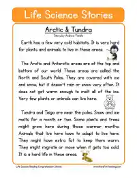 Arctic &   Tundra Life Science Reading Comprehension Worksheet ...