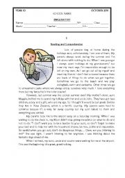 TEST GRADE 10 - ESL worksheet by coasvaf
