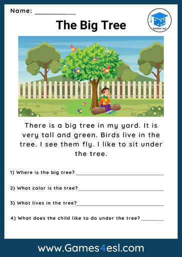 reading comprehension worksheet 1st grade