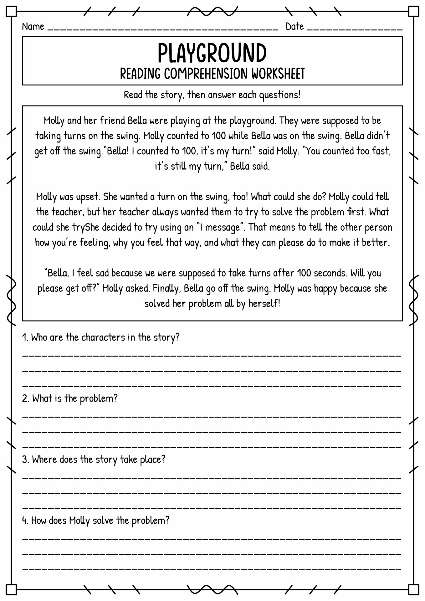 reading comprehension worksheet 2nd grade pdf