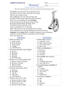 reading comprehension worksheet 3rd grade multiple choice