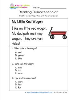Kindergarten Reading Comprehension - Little Red Wagon
