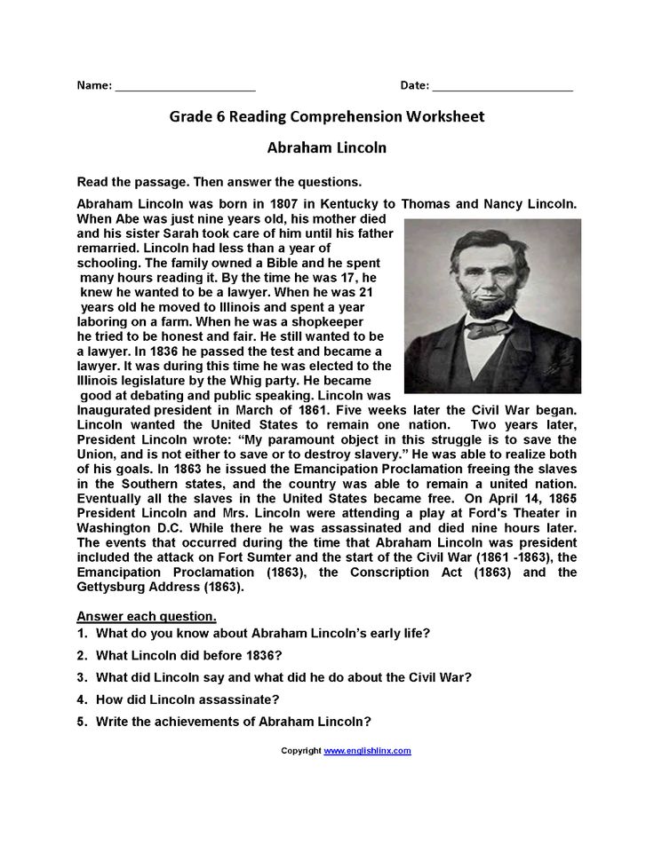 Reading Worksheets | Sixth Grade Reading Worksheets | Reading ...