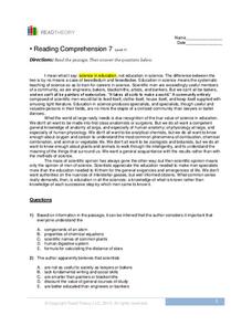 reading comprehension worksheet 9th grade