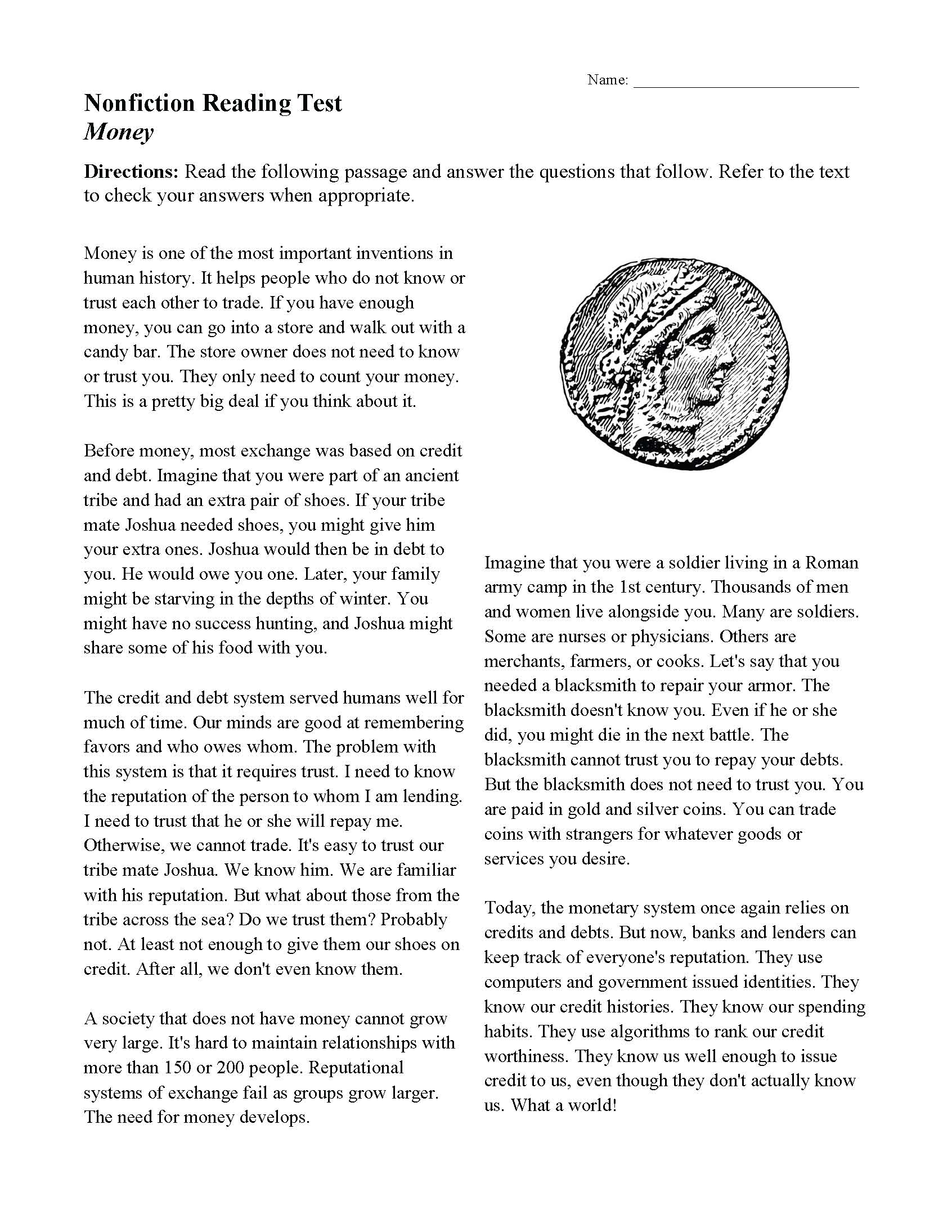 Reading Comprehension Worksheets | Online or Printable