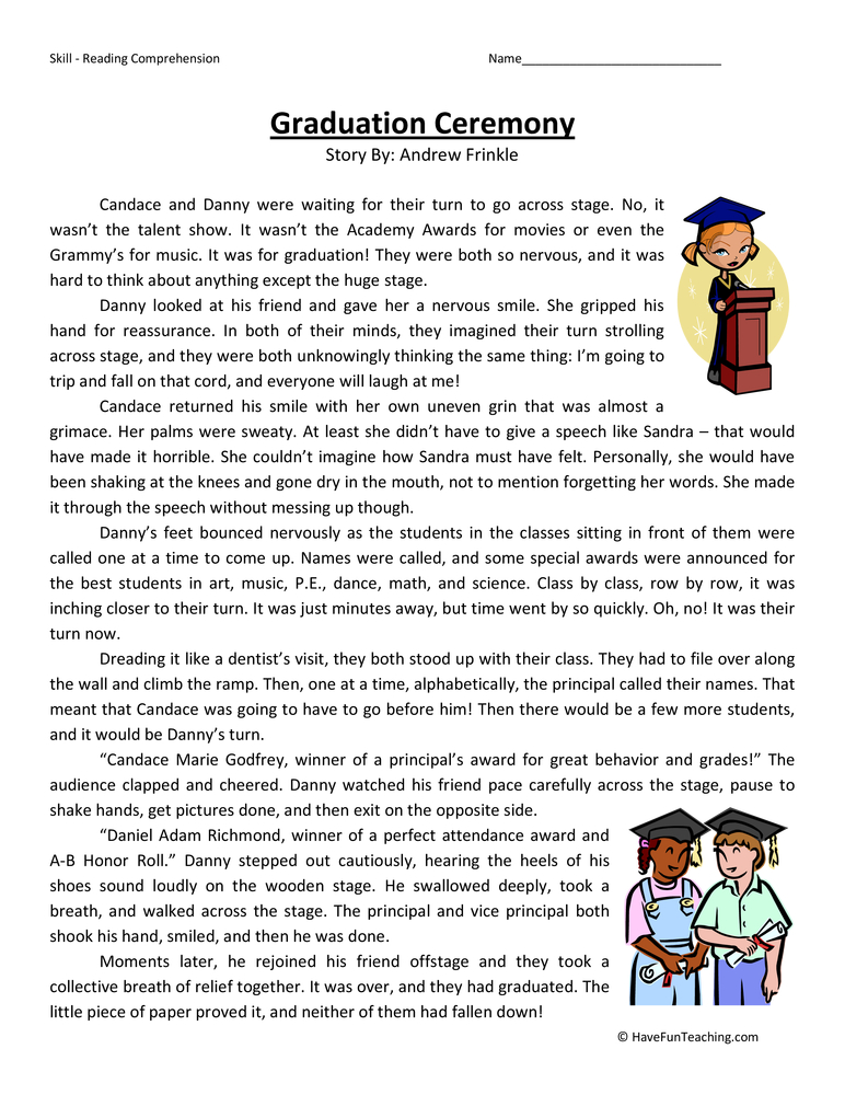 Graduation Ceremony - Reading Comprehension Worksheet - Have Fun ...
