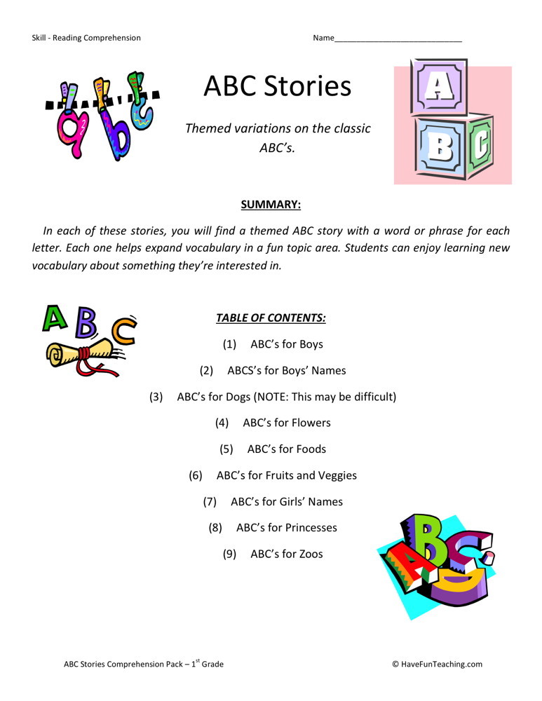 First Grade Reading Comprehension Worksheets