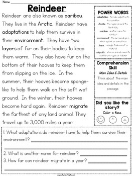 1st Grade Reading Passages for Guided Reading - December