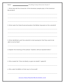 reading comprehension worksheet for 7th grade