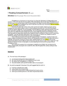Reading Comprehension Worksheet for 8th - 9th Grade | Lesson Planet