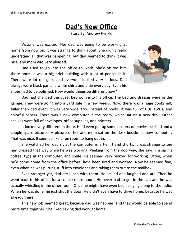 reading comprehension worksheet for adults