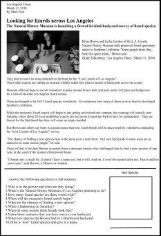 reading comprehension worksheet for highschool students free