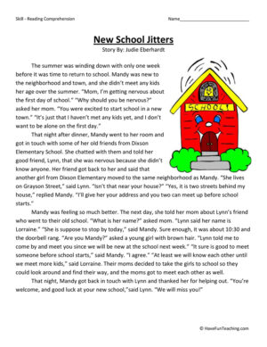 reading comprehension worksheet for second grade