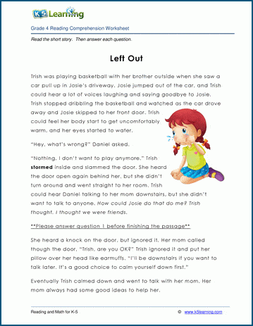 reading comprehension worksheet grade 4