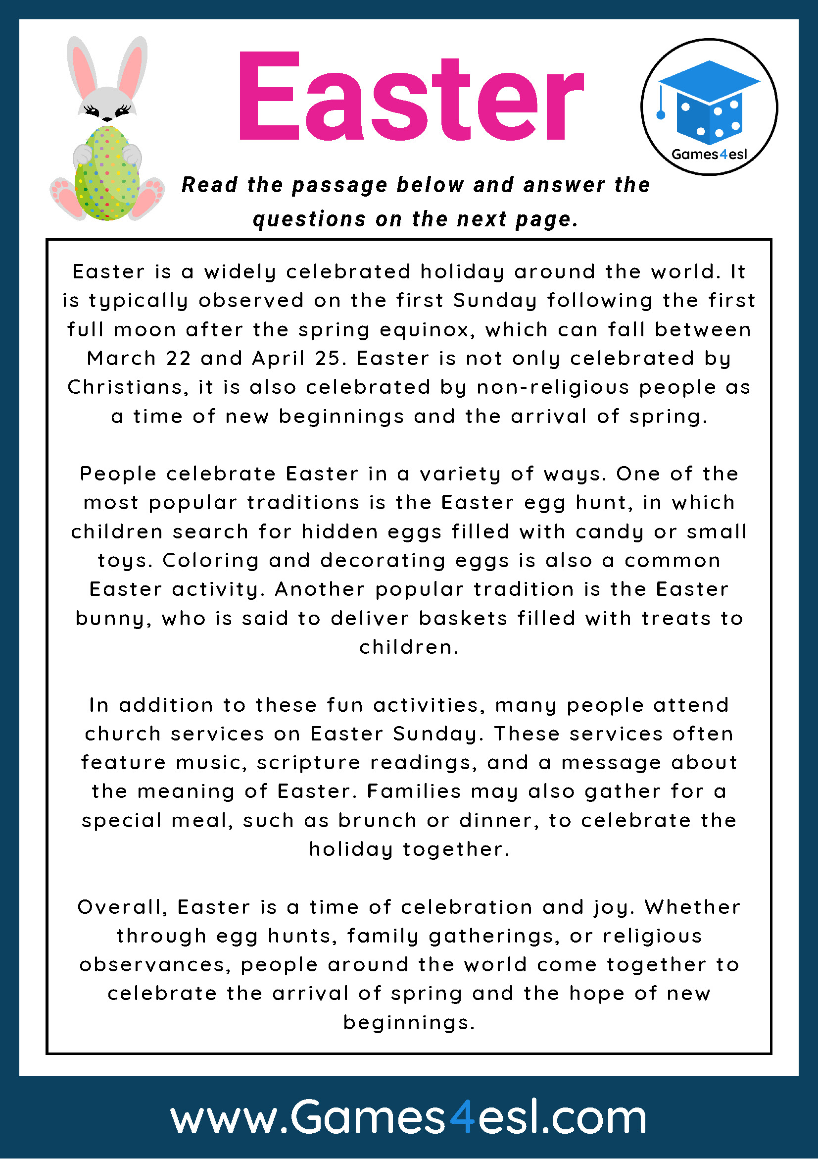 reading comprehension worksheet kids