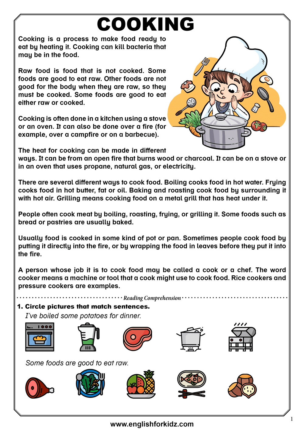 English for Kids Step by Step: Reading Comprehension Worksheets ...