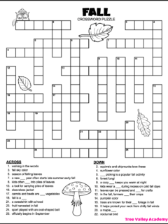 44 Crossword Puzzles For Kids - Tree Valley Academy