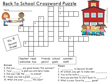 Back to School Crossword Puzzle by Elisabeth Montgomery | TPT