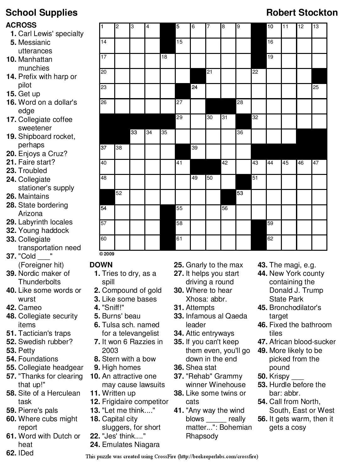 Free Crossword Puzzles for Upper Grades &  Adults