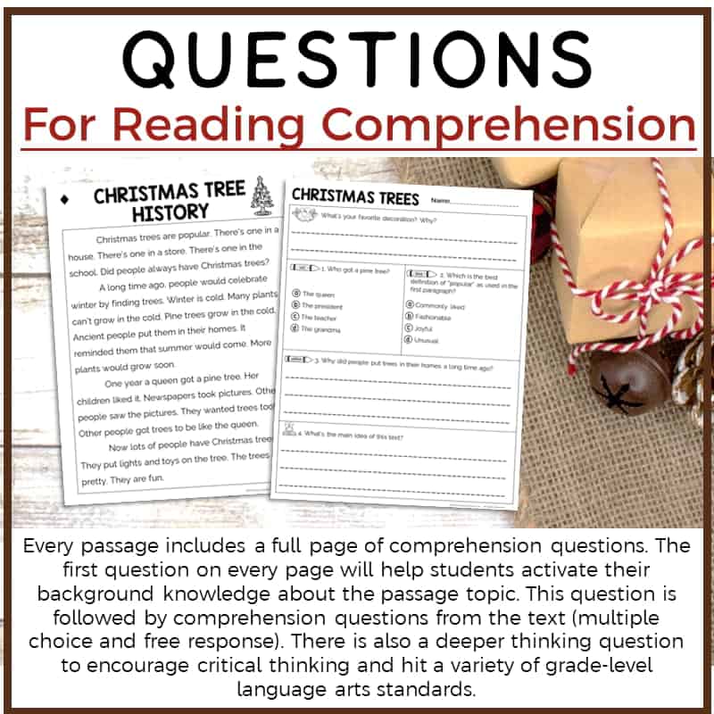 2nd Grade December Reading Passages Printable Version - Wife Teacher Mommy