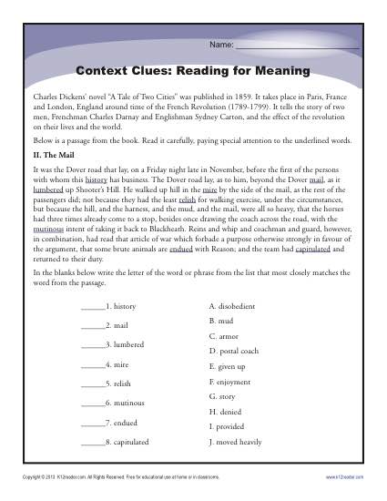 reading for meaning worksheet