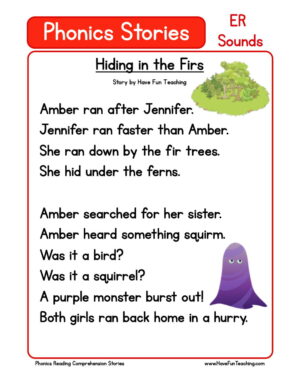 Hiding in the Firs Phonics Reading Comprehension Story Worksheet ...