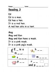 Reading 3 : Phonics - ESL worksheet by Clare Baldacchino