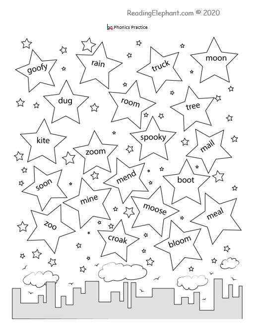 oo Phonics Worksheet - Reading Elephant