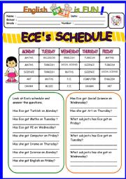 reading schedules worksheet