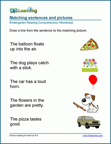 reading simple sentences worksheet for kindergarten