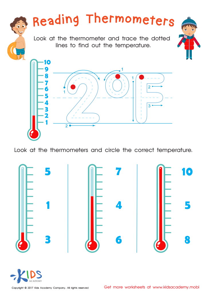 Reading Thermometers Printable: Free Reading Worksheet for Kids